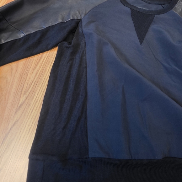 Rag & Bone Women's XS Black Leather Sweatshirt Sweater Baseball Sleeve $425 - Picture 12 of 13
